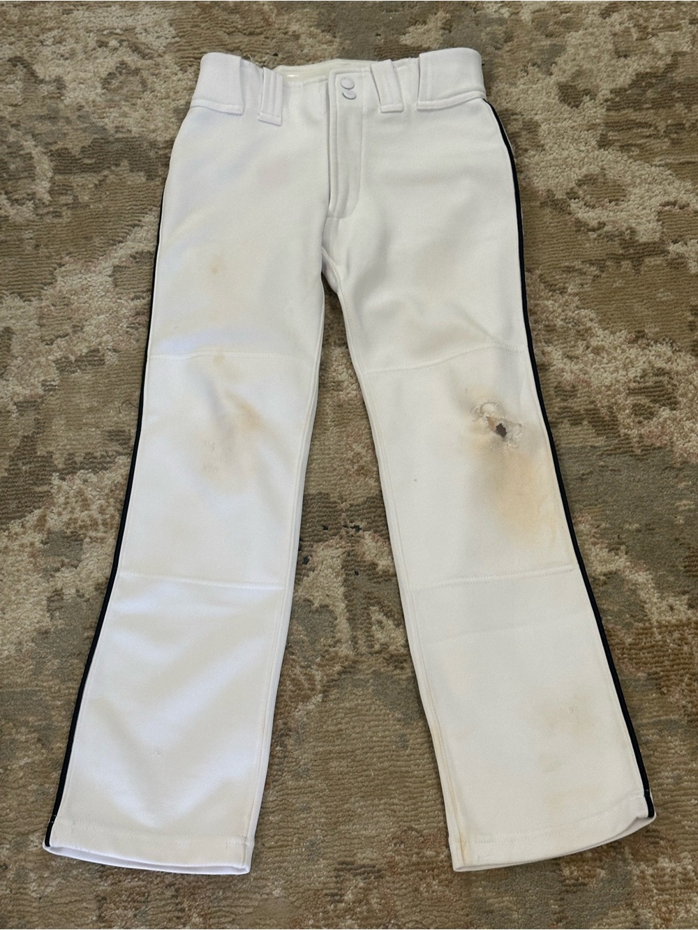 Marucci. TWO pairs White Athletic Baseball Pants with Navy Stripe